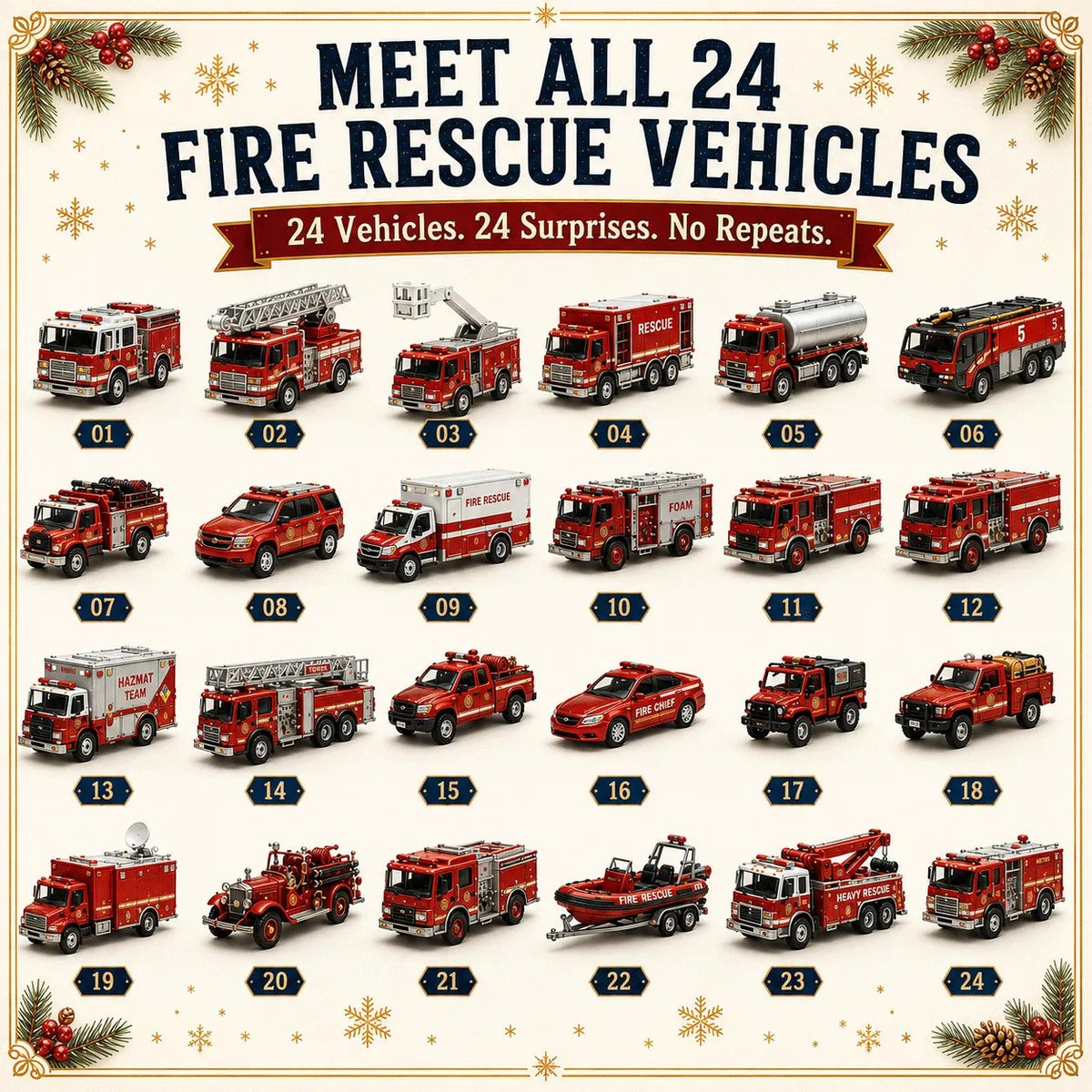 CHRISTMAS SPECIAL OFFER: 50% OFF - 🎁 🎄 24-Day Vehicle Advent Calendar: Build Your Own Fleet🚒