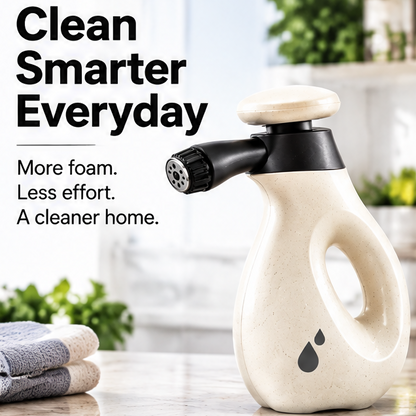 1L Handheld Foam Sprayer with Sponge Set - One-Press Pressurized Foam & Fine Mist Sprayer, Adjustable Nozzle Heavy-Duty Cleaning Bottle for Kitchen, Car Wash, & Home
