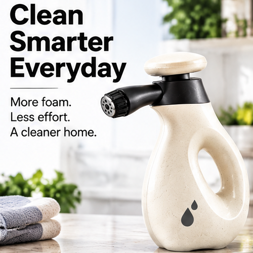 1L Handheld Foam Sprayer with Sponge Set - One-Press Pressurized Foam & Fine Mist Sprayer, Adjustable Nozzle Heavy-Duty Cleaning Bottle for Kitchen, Car Wash, & Home