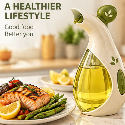 2-in-1 Glass Oil Dispenser and Mister Bottle - 300ml Dual-Function Oil Pourer & Spray Bottle for Cooking, Air Fryer, BBQ, Salad, & Kitchen Counter