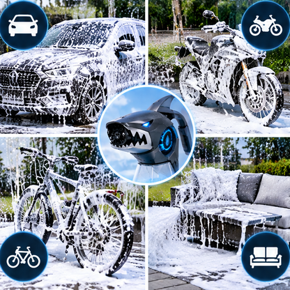 2L Shark Handheld Foam Sprayer - High-Pressure Manual Pump Foam Cannon, Adjustable Nozzle Car Wash Sprayer Bottle for Auto Detailing, Windows, & Outdoor Cleaning
