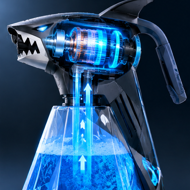 2L Shark Handheld Foam Sprayer - High-Pressure Manual Pump Foam Cannon, Adjustable Nozzle Car Wash Sprayer Bottle for Auto Detailing, Windows, & Outdoor Cleaning