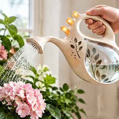 Decorative Indoor Watering Can with Long Spout - Transparent Water Level Window & Ergonomic Handle for Houseplants, Flowers, Bonsai, & Outdoor Garden