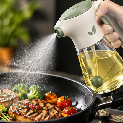Oil Sprayer for Cooking, Fine Mist Olive Oil Sprayer Bottle with Ergonomic Handle & Gravity Ball Filter, Leakproof Oil Mister Dispenser for Air Fryer, Salad, Baking, BBQ, and Roasting