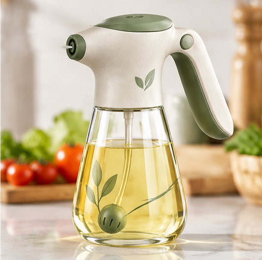 Oil Sprayer for Cooking, Fine Mist Olive Oil Sprayer Bottle with Ergonomic Handle & Gravity Ball Filter, Leakproof Oil Mister Dispenser for Air Fryer, Salad, Baking, BBQ, and Roasting